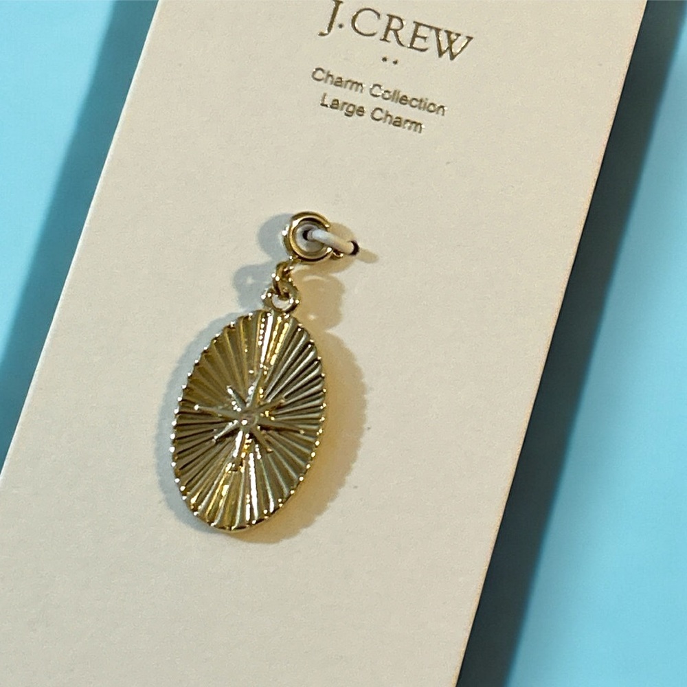 J Crew Factory large Gold Crystal starburst Snowflake Charm